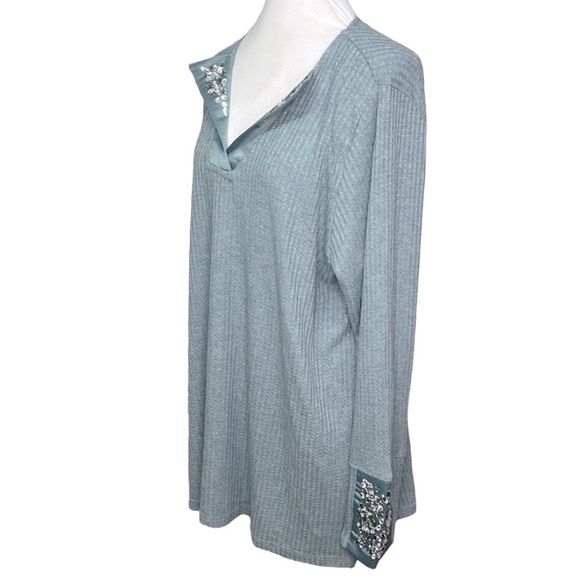 Soft Surroundings Rhinestone Waffle Knit Blouse - Picture 4 of 6